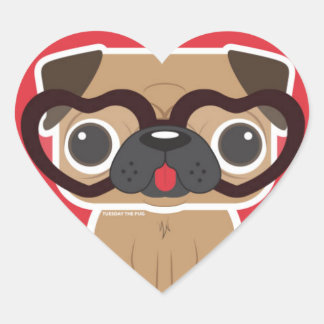 Pegatina del corazón de Pug