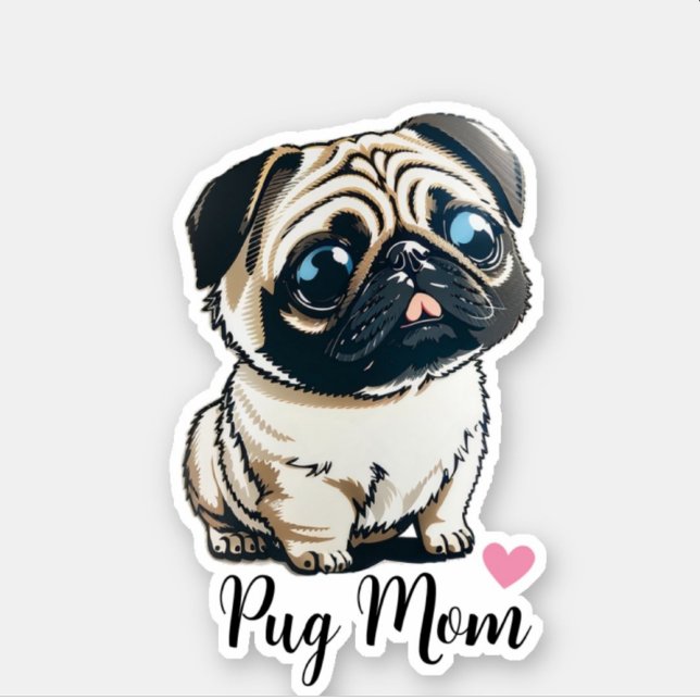 Pegatina del corazón de pug Mom (Subido por el creador)
