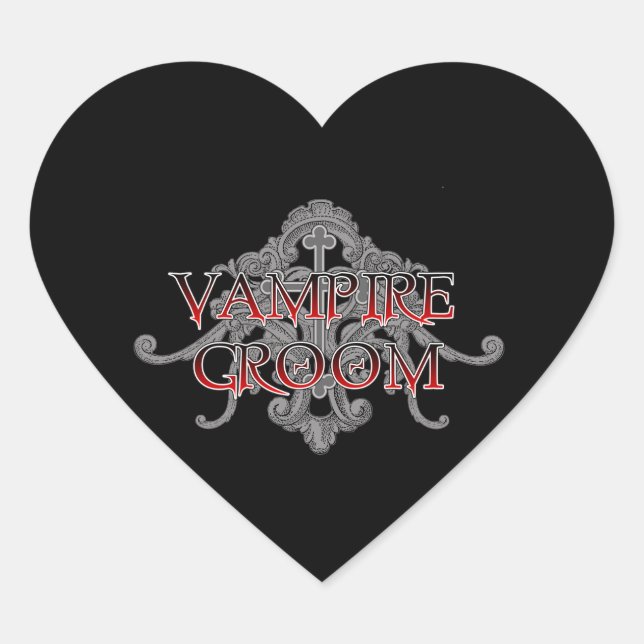 Pegatina del corazón de Vampire Groom (Anverso)