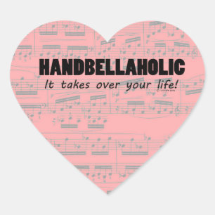 Pegatina del corazón de vida Handbellaholic