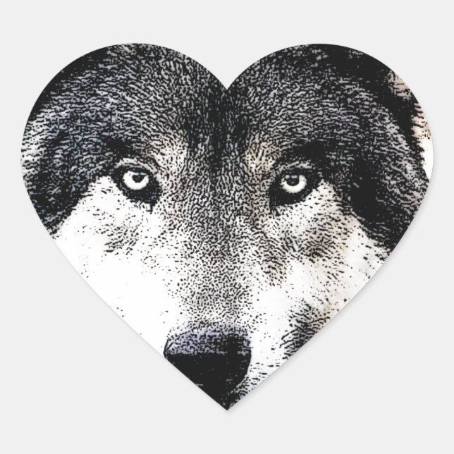 Pegatina del corazón de Wild Wolf Eyes (Anverso)
