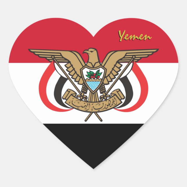Pegatina del corazón de Yemen, bandera patriótica  (Anverso)