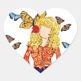 Pegatina del corazón del amor de la mariposa