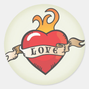 Pegatina del corazón del amor que se inclina por e