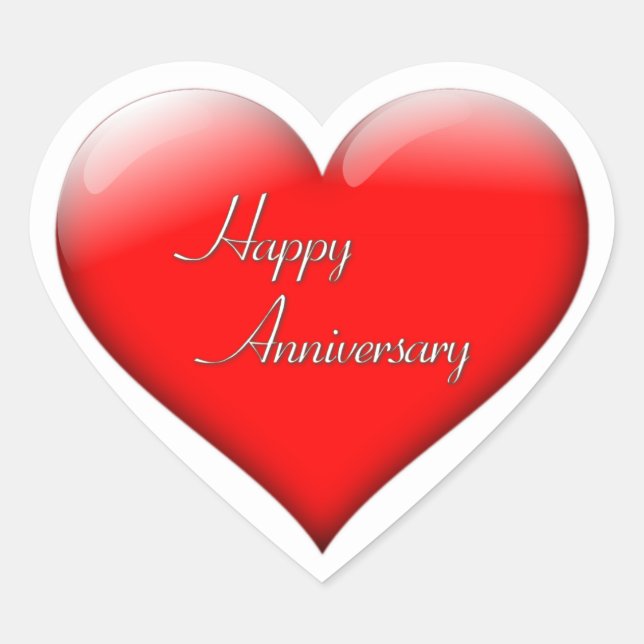 Pegatina del corazón del aniversario feliz (Anverso)