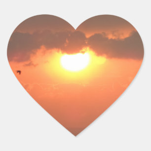 Pegatina del corazón del atardecer