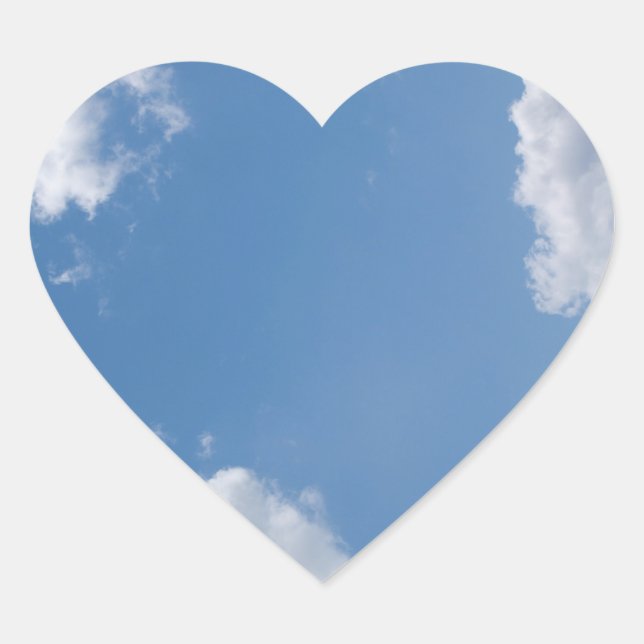 Pegatina del corazón del cielo azul nublado (Anverso)