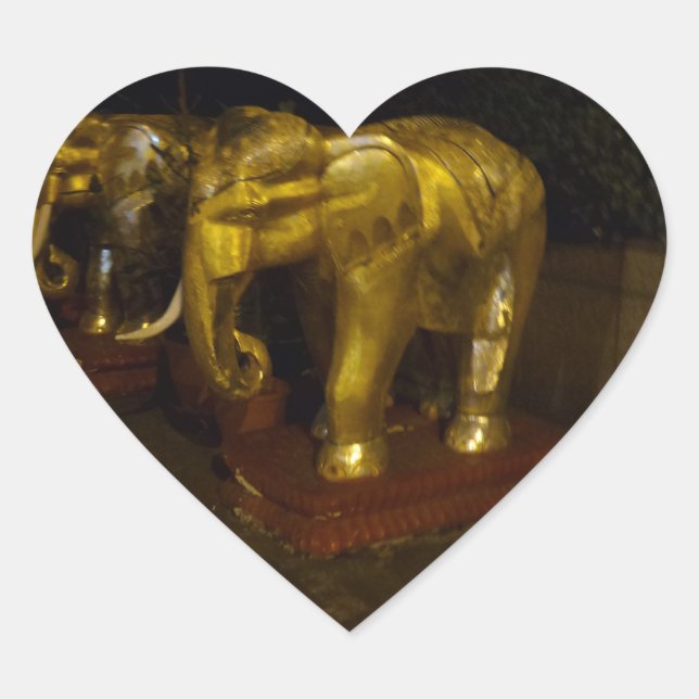 Pegatina del corazón del elefante dorado (Anverso)