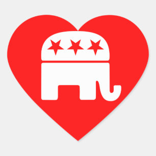 Pegatina del corazón del elefante republicano