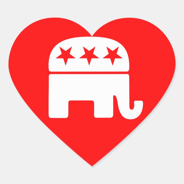 Pegatina del corazón del elefante republicano (Anverso)
