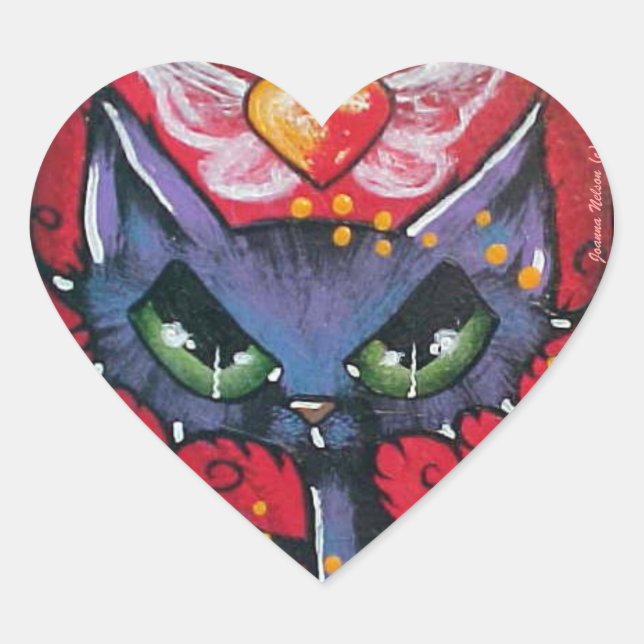 Pegatina del corazón del gato (Anverso)