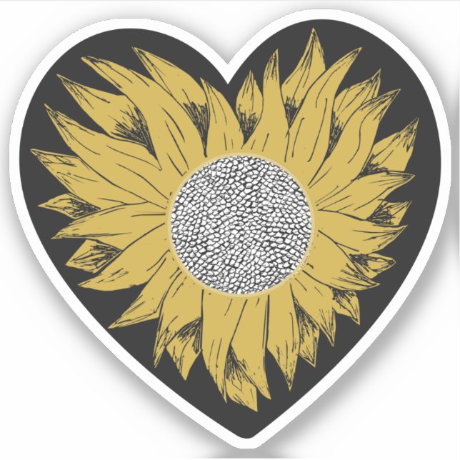 Pegatina del corazón del girasol (Anverso)