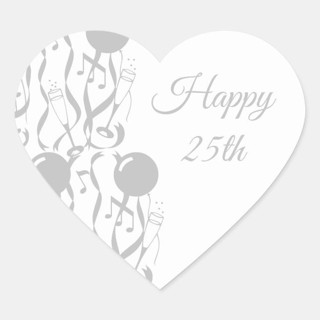 Pegatina del corazón Feliz 25° aniversario (Anverso)