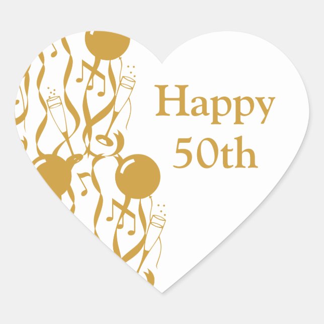 Pegatina del corazón Feliz 50° aniversario (Anverso)