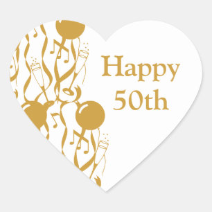 Pegatina del corazón Feliz 50° aniversario