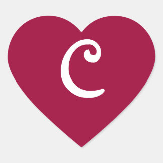 Pegatina del Corazón Monogramado Rojo Vino