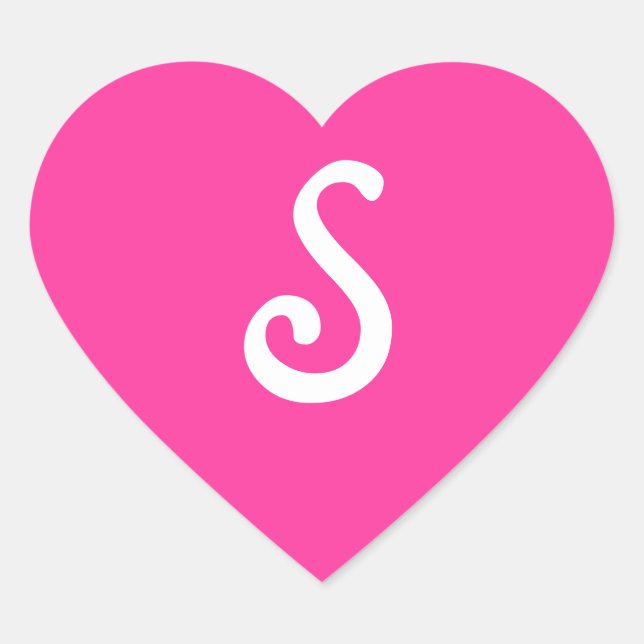 Pegatina del corazón monogramado rosado de lápiz l (Anverso)