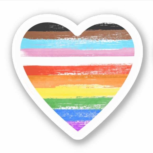 Pegatina del corazón pintado con orgullo de progre (Anverso)
