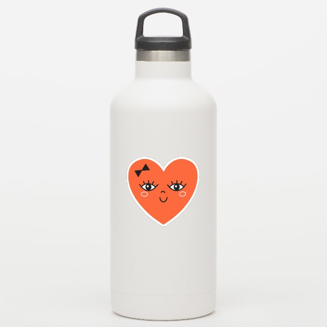 Pegatina del Corazón Rojo Cute (Botella de agua)