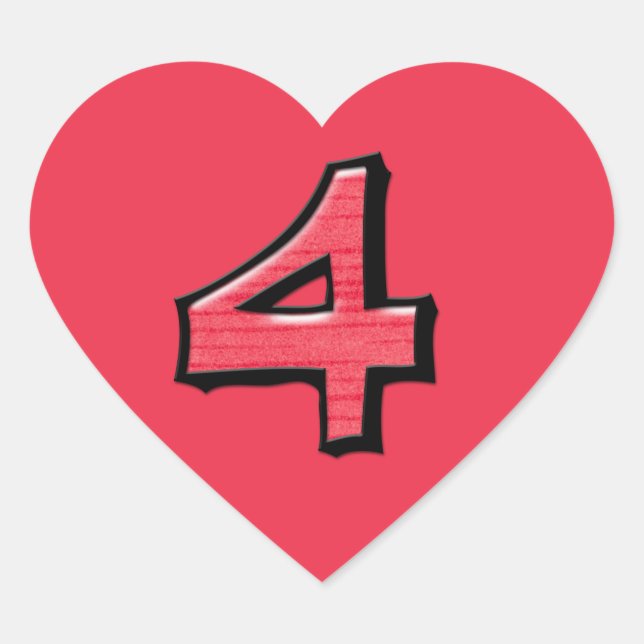 Pegatina del corazón rojo número 4 (Anverso)