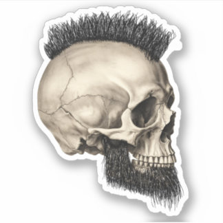Pegatina del cráneo cortado de beso