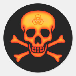 Pegatina del cráneo de Biohazard naranja