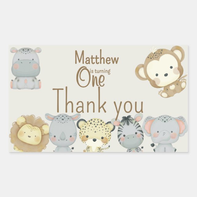 Pegatina del cumpleaños Boho Safari (Anverso)