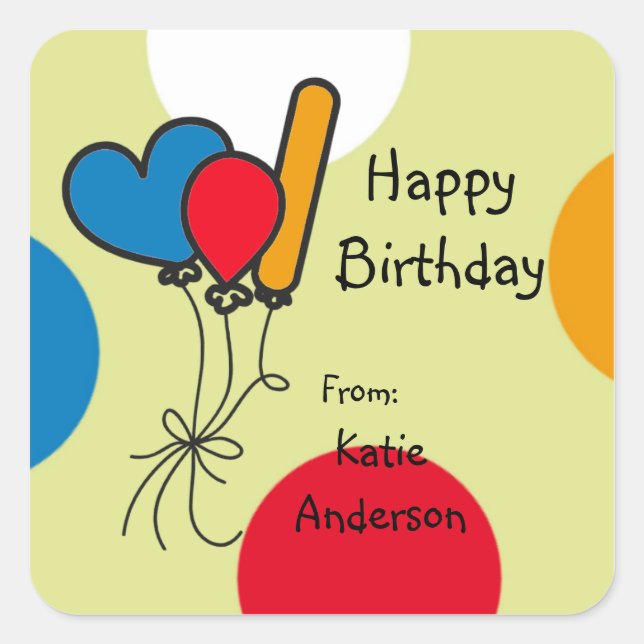 Pegatina del cumpleaños brillante de los globos Do (Anverso)