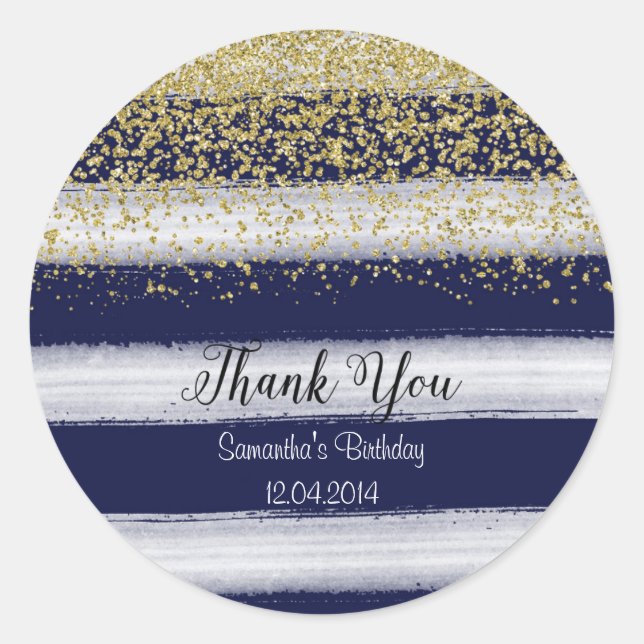 Pegatina del cumpleaños de la Marina y Oro (Anverso)