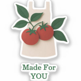 Pegatina Del Delantal De Tomate - Hecho Para Ti