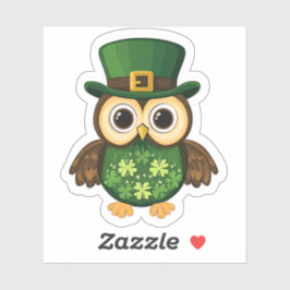 Pegatina del Día de la Lechuza Afortunada St. Patr