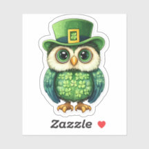 Pegatina del Día de la Lechuza Afortunada St. Patr