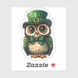 Pegatina del Día de la Lechuza Afortunada St. Patr