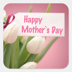 Pegatina del Día de la Madre con diseño floral