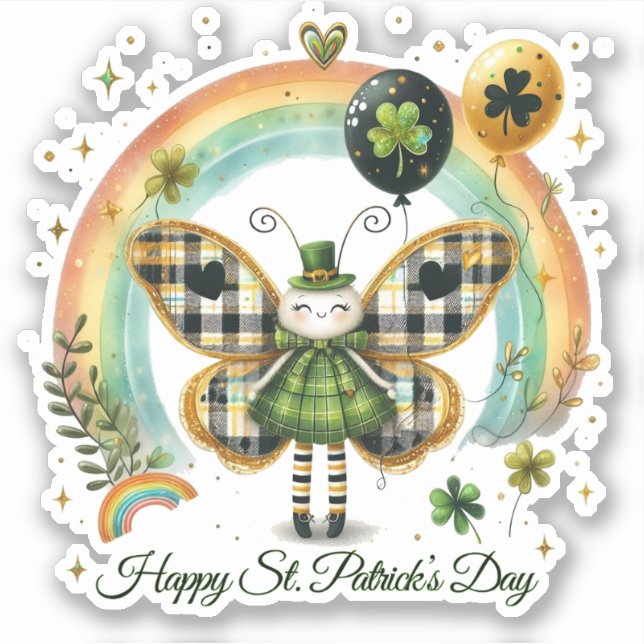 Pegatina del Día de San Patricio Afortunado Feliz (Anverso)