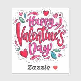 Pegatina del Día de San Valentín feliz