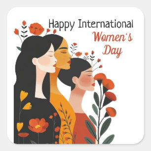 Pegatina del Día Internacional de la Mujer: Floral