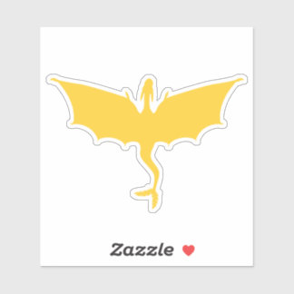 Pegatina del dragón de cola de plumón amarillo dor