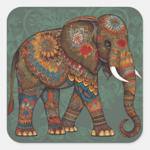 Pegatina del Elefante de la Moda Boho con decoraci