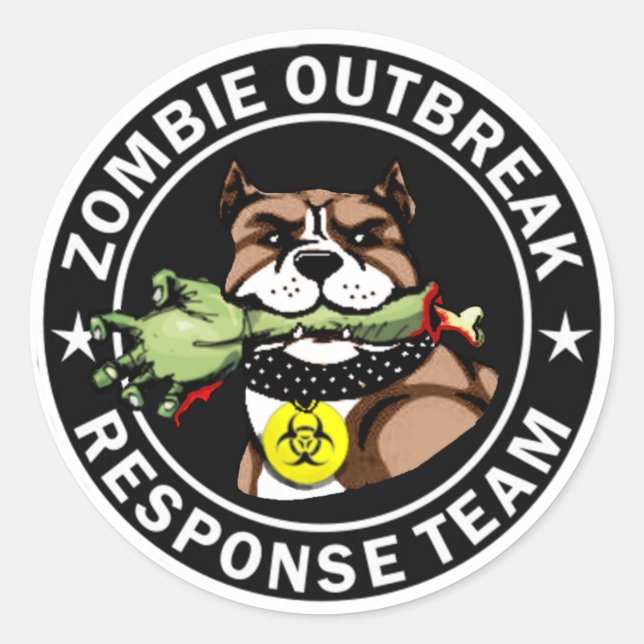 Pegatina del equipo de respuesta al brote de Zombi (Anverso)