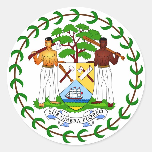 Pegatina del Escudo de Armas de Belice (Anverso)