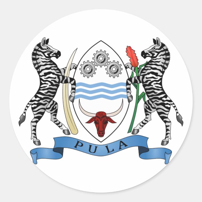 Pegatina del Escudo de Armas de Botswana (Anverso)
