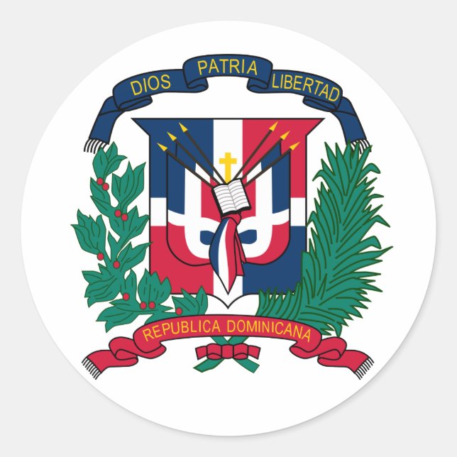 Pegatina del Escudo de Armas de la República Domin (Anverso)