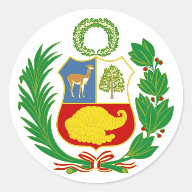 Pegatina del Escudo de Armas del Perú (Anverso)