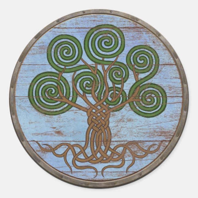 Pegatina del Escudo Viking - Yggdrasil (Anverso)
