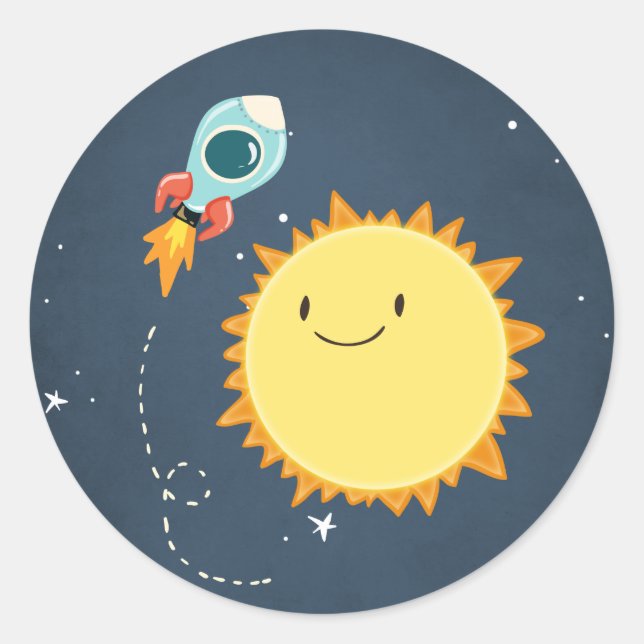 Pegatina del espacio ultraterrestre Cohete espacia (Anverso)