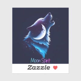 Pegatina del espíritu de la luna - diseño de lobo