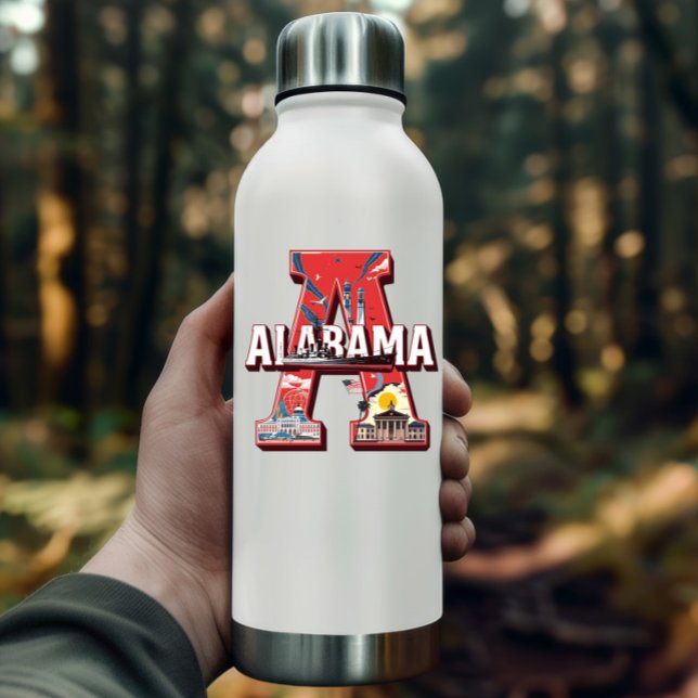 Pegatina del estado de Alabama | Diseño de puntos  (Alabama State Sticker | Landmarks & History Design by PiggyPrint Stickers. )