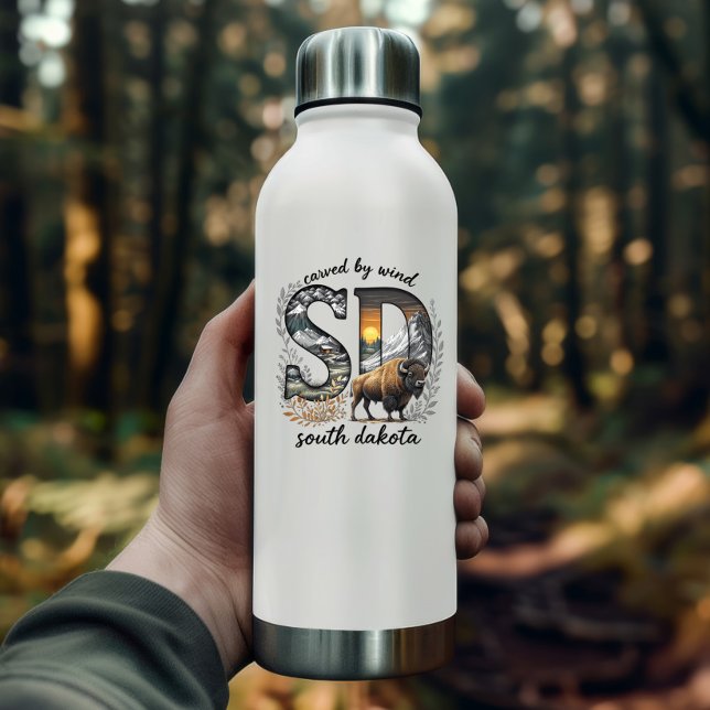 Pegatina del Estado de Dakota del Sur | Arte del B (South Dakota State Sticker | Bison Wilderness Art by PiggyPrint Stickers. )