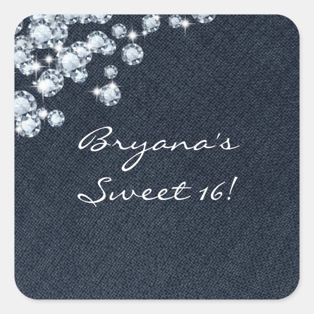 Pegatina del evento de cumpleaños Denim & Diamonds (Anverso)